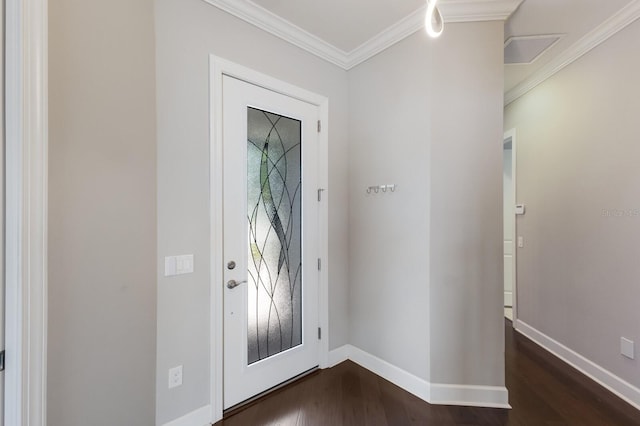 8191 Gabanna Dr, Sarasota, FL 34231 - entrance foyer featuring dark wood-type flooring, crown molding, and baseboards