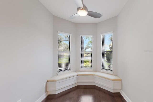 8191 Gabanna Dr, Sarasota, FL 34231 - unfurnished room with dark wood finished floors, healthy amount of natural light, and ceiling fan