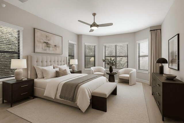 8191 Gabanna Dr, Sarasota, FL 34231 - bedroom featuring light wood-style floors, a ceiling fan, and baseboards
