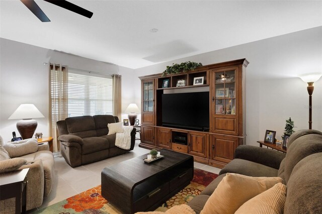 5111 11th St E, Bradenton, FL 34203 - living area with ceiling fan and light tile patterned floors