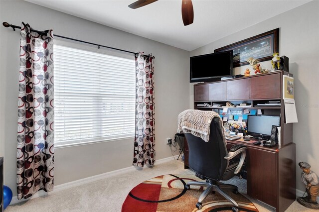 5111 11th St E, Bradenton, FL 34203 - office with light carpet, a ceiling fan, and baseboards