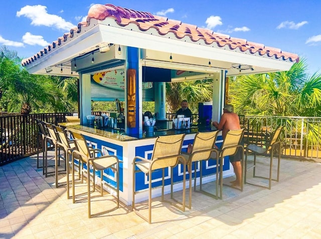 view of patio / terrace featuring a gazebo and fence