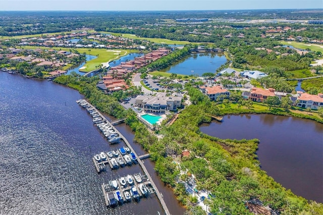 aerial view of property's location featuring a nearby body of water