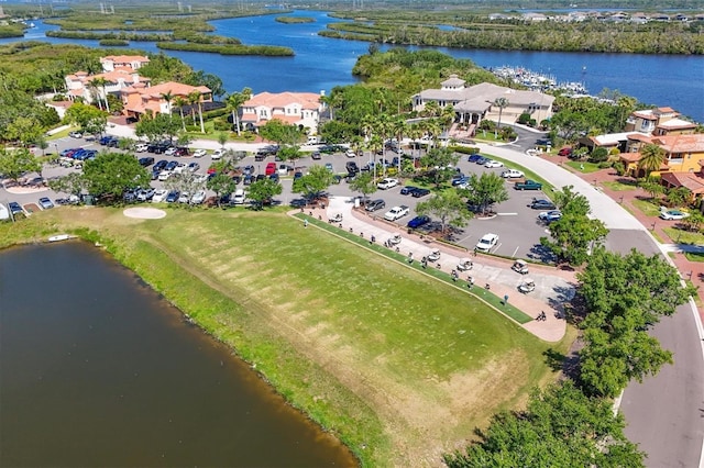 drone / aerial view of a nearby body of water