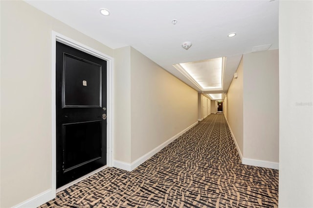 101 S Gulfstream Ave Unit 16C, Sarasota, FL 34236 - hall featuring carpet flooring, recessed lighting, and baseboards