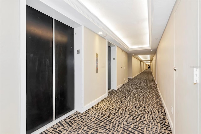 101 S Gulfstream Ave Unit 16C, Sarasota, FL 34236 - hall featuring elevator, carpet floors, and baseboards