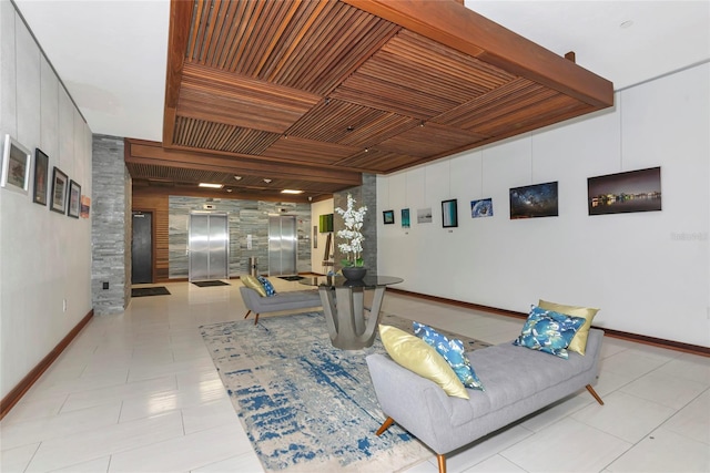 101 S Gulfstream Ave Unit 16C, Sarasota, FL 34236 - building lobby featuring wooden ceiling and wood walls