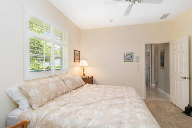 2067 Tocobaga Ln, Nokomis, FL 34275 - carpeted bedroom featuring a ceiling fan and baseboards