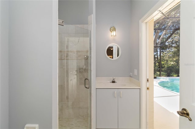 2067 Tocobaga Ln, Nokomis, FL 34275 - full bathroom featuring vanity and a shower stall