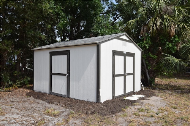 view of shed