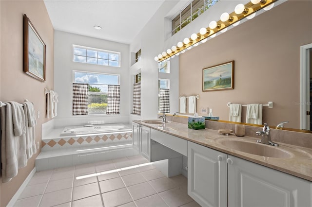 6764 Hickory Hammock Cir, Bradenton, FL 34202 - bathroom with double vanity, tile patterned floors, and a bath