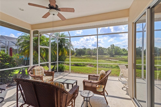 6764 Hickory Hammock Cir, Bradenton, FL 34202 - sunroom / solarium featuring ceiling fan