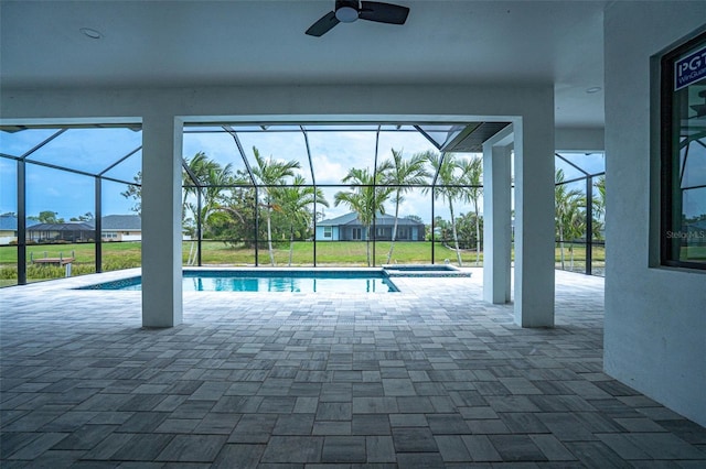 117 Marker Rd, Rotonda West, FL 33947 - view of pool with a lanai, a ceiling fan, and a patio area