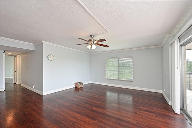 2901 26th St W Unit 312, Bradenton, FL 34205 - spare room featuring wood finished floors, ceiling fan, baseboards, a textured ceiling, and crown molding