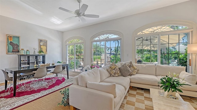 33 Bishops Court Rd Unit 118, Osprey, FL 34229 - living room with ceiling fan