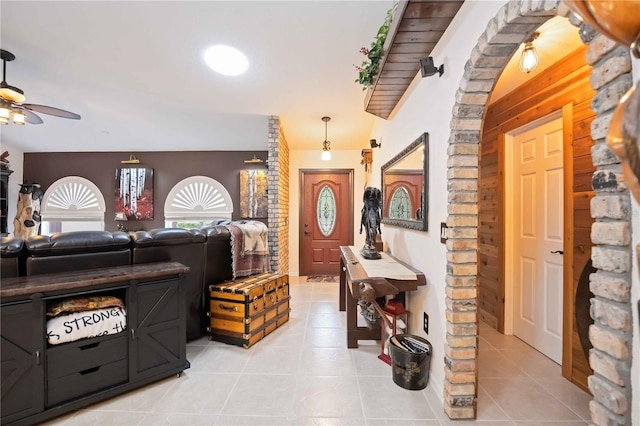 4225 Ulman Ave, North Port, FL 34286 - foyer with light tile patterned flooring and a ceiling fan