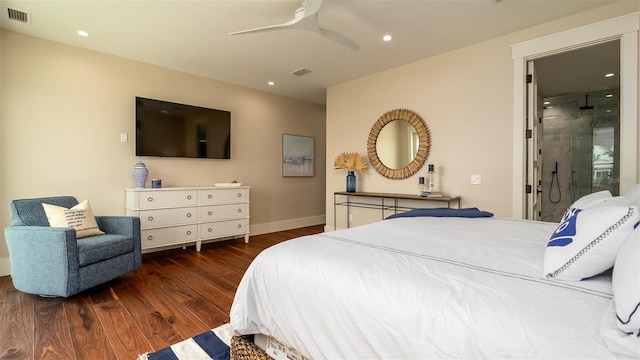 603 Emerald Ln, Holmes Beach, FL 34217 - bedroom featuring wood finished floors, ceiling fan, baseboards, and recessed lighting