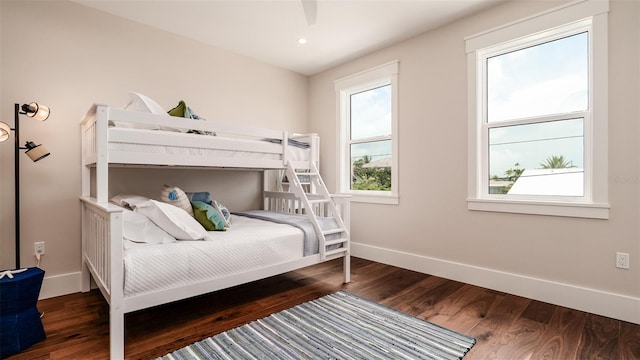 603 Emerald Ln, Holmes Beach, FL 34217 - bedroom with wood finished floors, baseboards, and recessed lighting