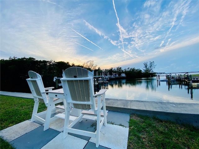 dock featuring a water view and boat lift