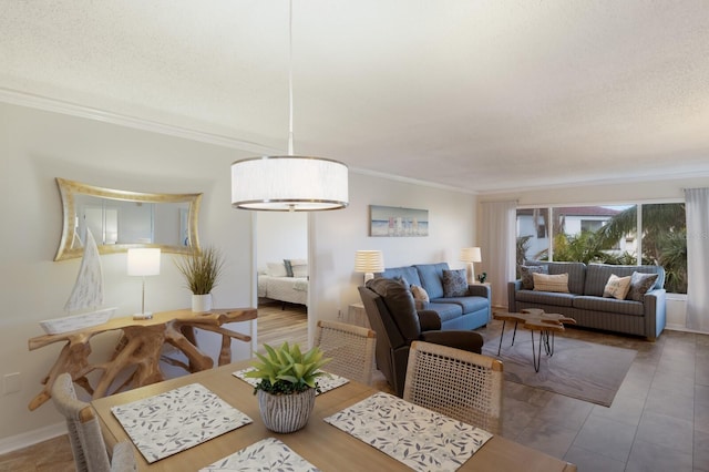 dining room featuring crown molding