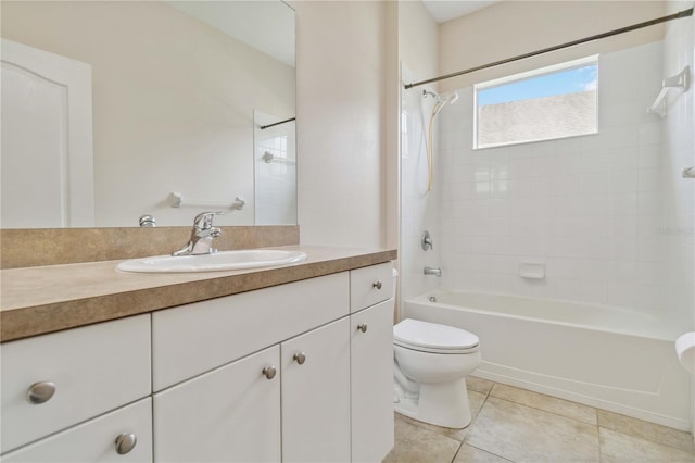 12183 Longview Lake Cir, Bradenton, FL 34211 - full bathroom featuring bathing tub / shower combination, toilet, vanity, and tile patterned flooring