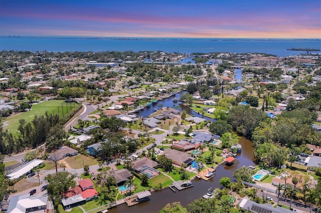 6931 Magellan Way, Sarasota, FL 34243 - aerial view at dusk of a water view and a residential view