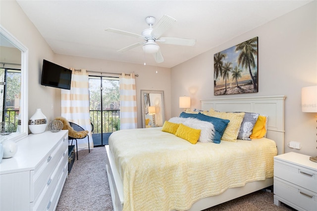 104 Capri Isles Blvd Unit 207, Venice, FL 34292 - carpeted bedroom with access to exterior and ceiling fan