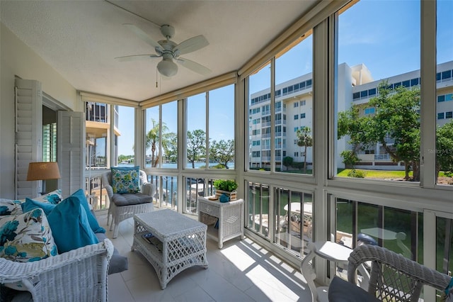 1350 N Portofino Dr Unit 208, Sarasota, FL 34242 - sunroom with plenty of natural light and ceiling fan