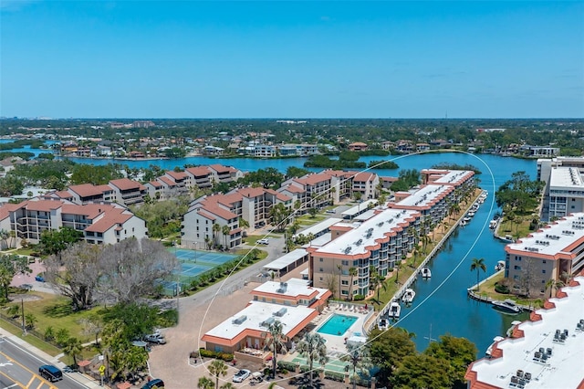 1350 N Portofino Dr Unit 208, Sarasota, FL 34242 - aerial view of a large body of water and a pool