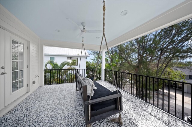 120 White Ave, Anna Maria, FL 34216 - view of patio / terrace with a ceiling fan and a balcony
