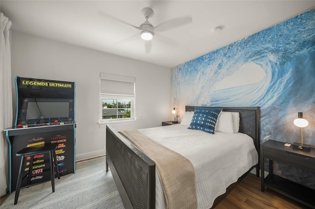 120 White Ave, Anna Maria, FL 34216 - bedroom featuring ceiling fan, wood finished floors, and baseboards