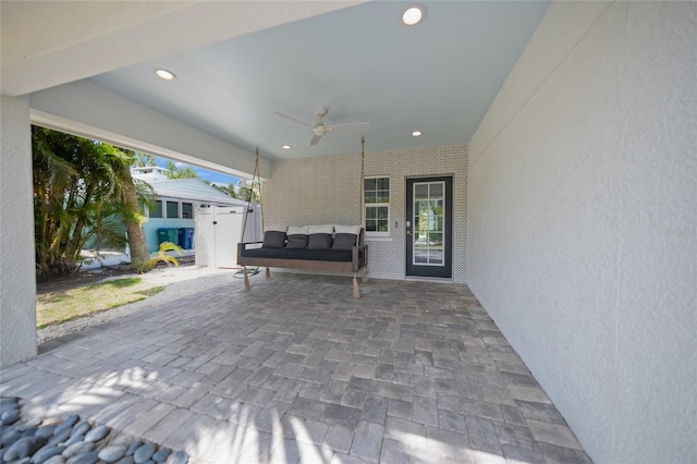 120 White Ave, Anna Maria, FL 34216 - view of patio featuring ceiling fan and fence