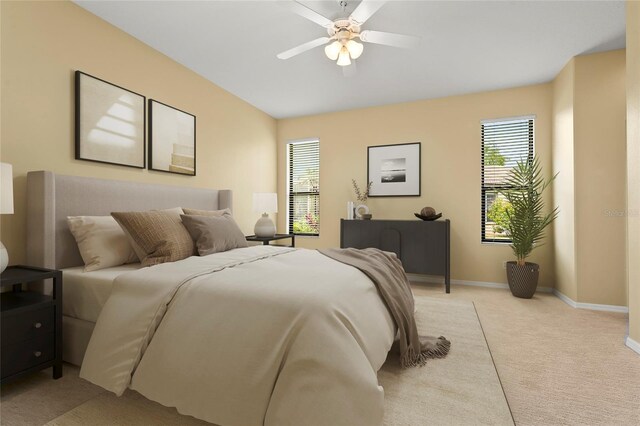 8118 Stirling Falls Cir, Sarasota, FL 34243 - bedroom with light carpet and a ceiling fan