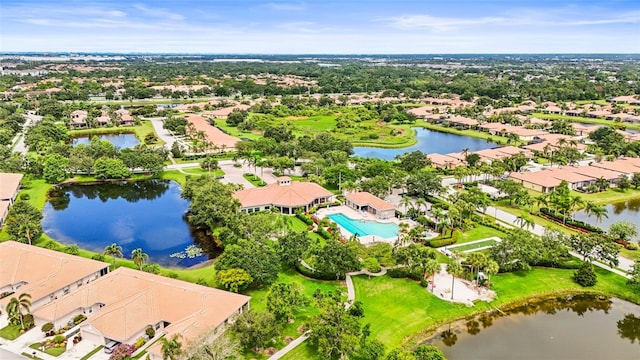 8118 Stirling Falls Cir, Sarasota, FL 34243 - aerial view of residential area with a large body of water and a pool area