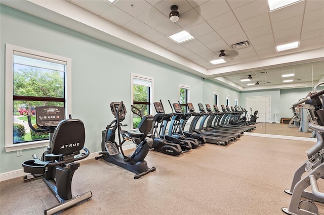8118 Stirling Falls Cir, Sarasota, FL 34243 - gym featuring baseboards and a drop ceiling