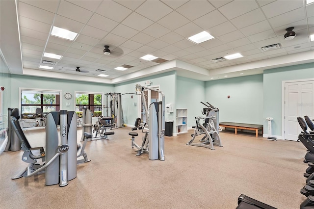 8118 Stirling Falls Cir, Sarasota, FL 34243 - exercise room with a paneled ceiling
