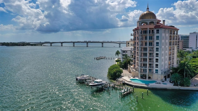 420 Golden Gate Pt Unit 200A, Sarasota, FL 34236 - water view with a notable bridge