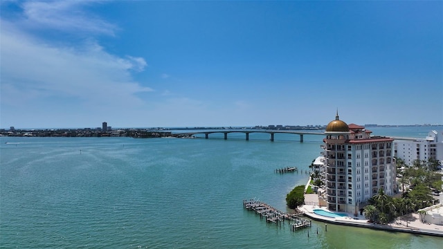 420 Golden Gate Pt Unit 200A, Sarasota, FL 34236 - water view with a notable bridge
