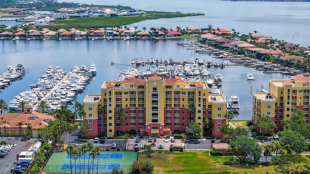 606 Riviera Dunes Way Unit 306, Palmetto, FL 34221 - bird's eye view of numerous boat docks and a nearby body of water