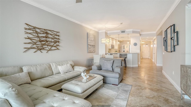 606 Riviera Dunes Way Unit 306, Palmetto, FL 34221 - living area with ornamental molding and baseboards