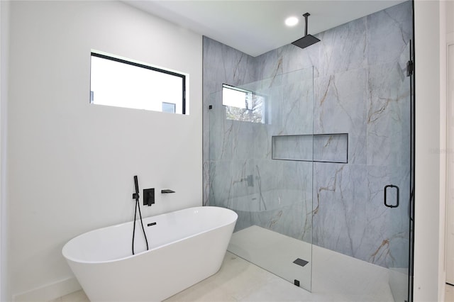 2335 Oak Ter, Sarasota, FL 34231 - full bathroom with a marble finish shower and a freestanding tub