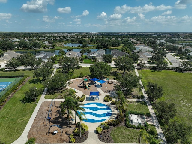 12149 Forest Park Cir, Bradenton, FL 34211 - aerial perspective of suburban area featuring a nearby body of water and a pool