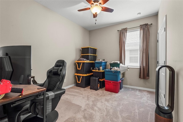 2745 62nd Ave E, Ellenton, FL 34222 - office with a ceiling fan, carpet, and baseboards