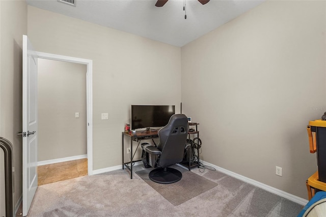2745 62nd Ave E, Ellenton, FL 34222 - carpeted office space featuring a ceiling fan and baseboards