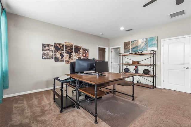 2745 62nd Ave E, Ellenton, FL 34222 - office featuring carpet flooring, baseboards, and a ceiling fan