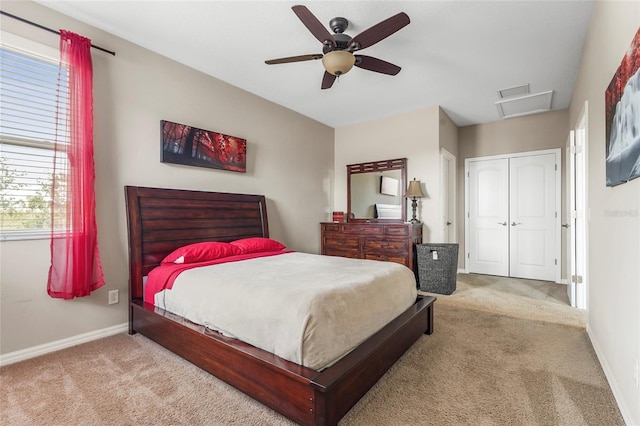 2745 62nd Ave E, Ellenton, FL 34222 - carpeted bedroom featuring attic access, baseboards, and a ceiling fan