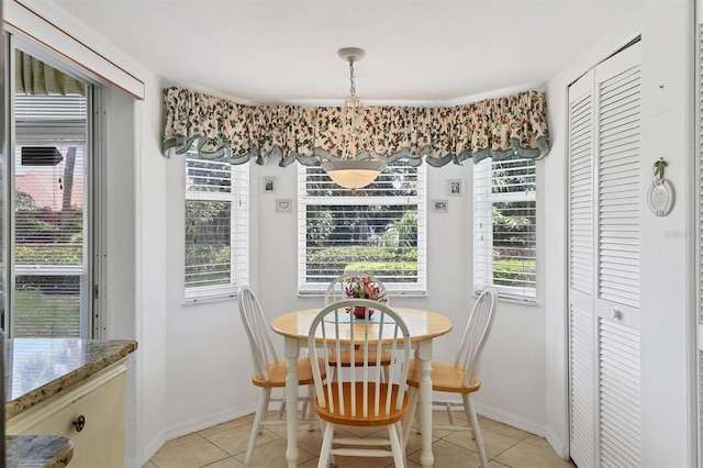 7301 29th Avenue Dr W Unit 108, Bradenton, FL 34209 - dining space featuring light tile patterned flooring, plenty of natural light, and baseboards
