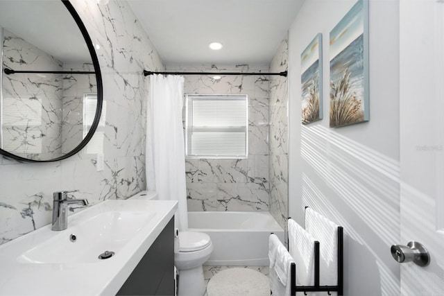 3303 32nd St W, Bradenton, FL 34205 - full bath with shower / bath combination with curtain, toilet, and vanity