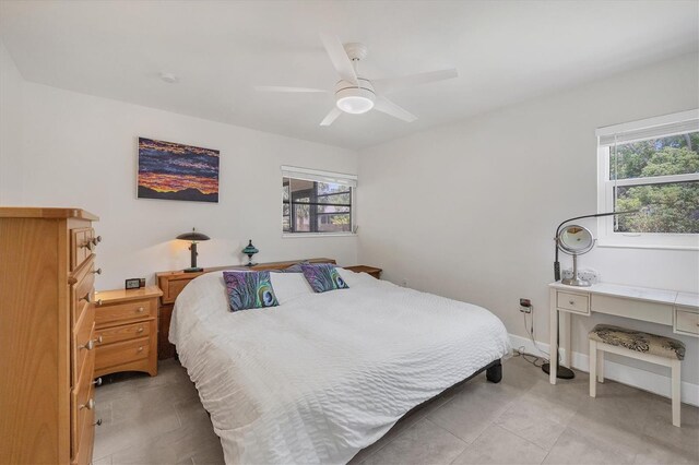 3500 Green View Ct Unit 45, Sarasota, FL 34231 - bedroom featuring light tile patterned flooring and ceiling fan