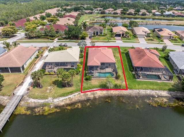 3230 Magnolia Landing Ln, North Fort Myers, FL 33917 - aerial perspective of suburban area with a large body of water and property parcel outlined